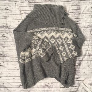 Free People Wool Oversized Sweater Gray and White